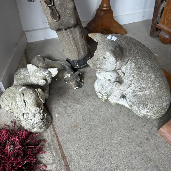 Small concrete garden animals