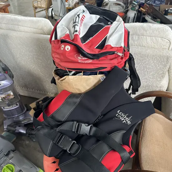 Life jacket, wet suit plus wet weathers