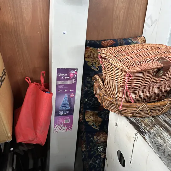 Xmas tree, baskets, speaker stands,new paddling pool etc