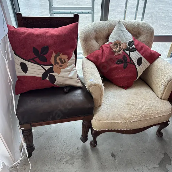 colonial chair plus button back chair and Pr cushions