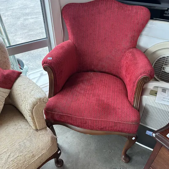 Red fabric lounge chair