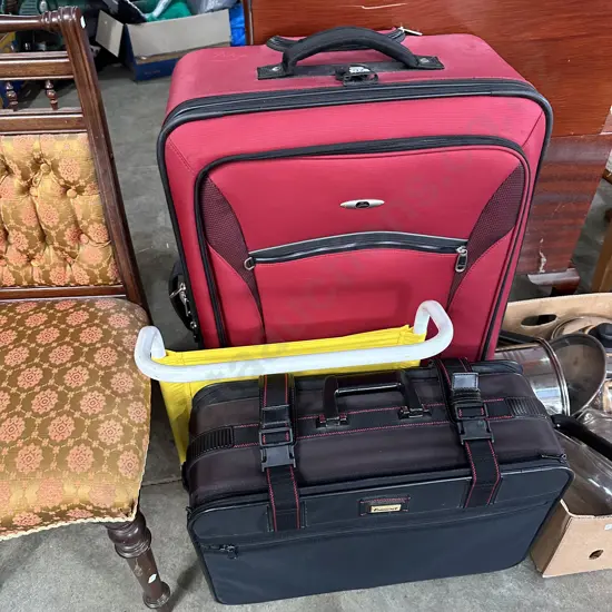 suitcases and sand chair