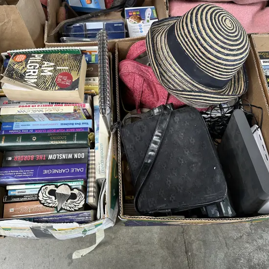 2 box books, banknotes etc