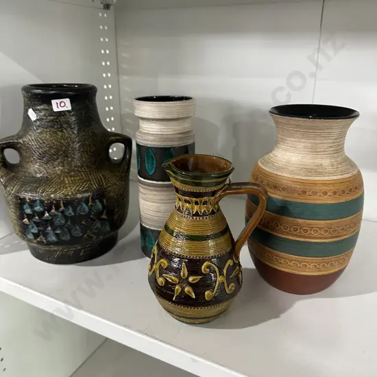 4 German pottery vases