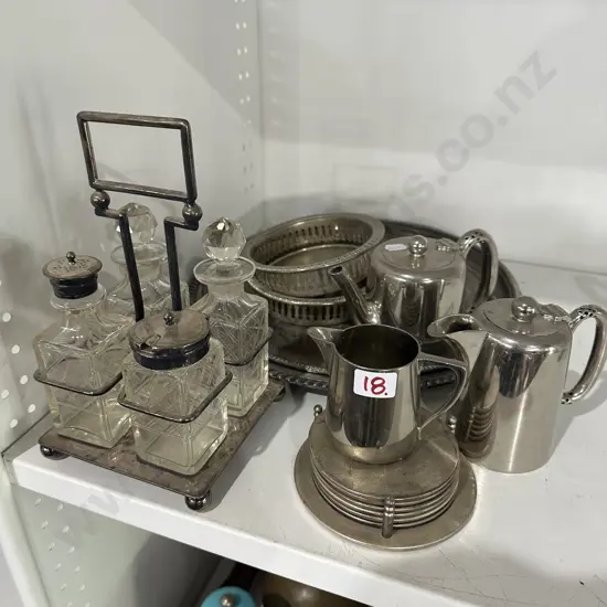 Large lot silverware inc cruet set