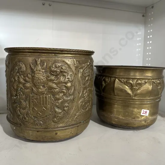 2 Brass planters