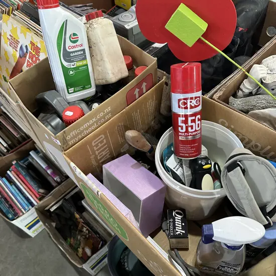 2 boxes oils and sprays etc