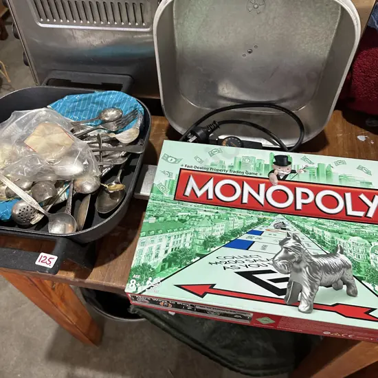 Game, cuttlery, frypan etc