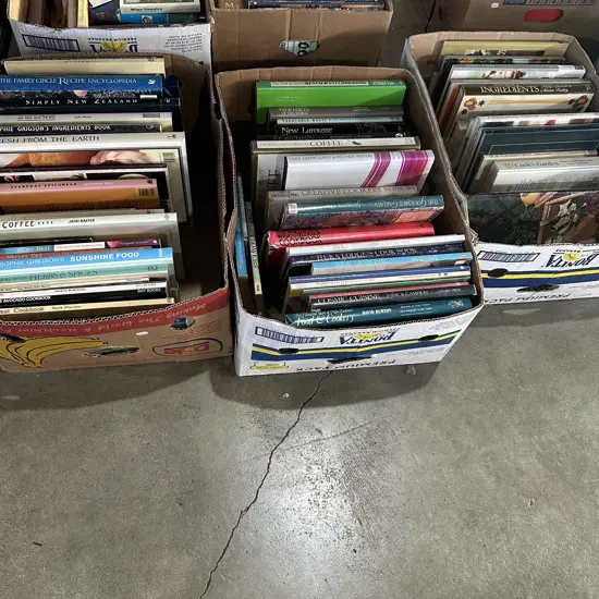 3 boxes cook books