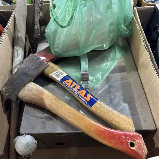 Smoker and 2 hatchets etc