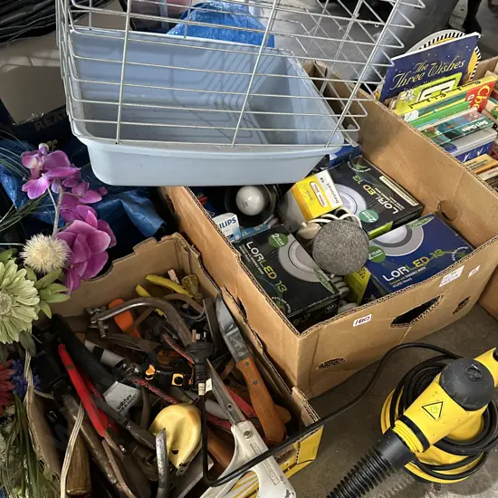 Tools, light fittings and cage