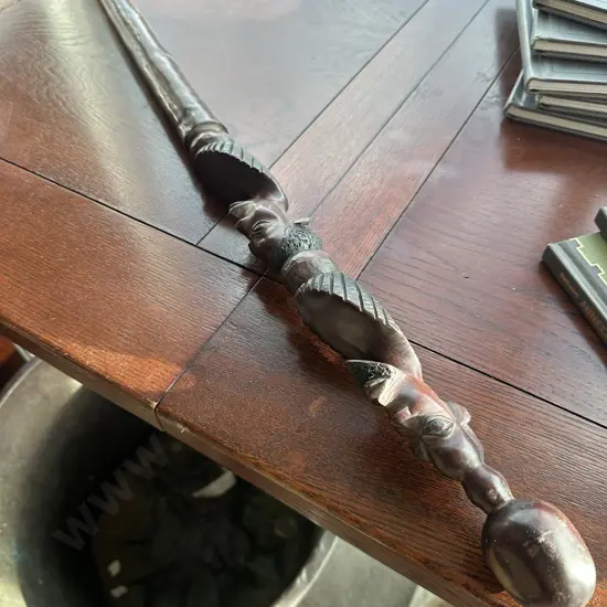 Carved African hardwood staff