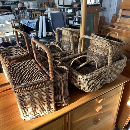 Cane baskets etc