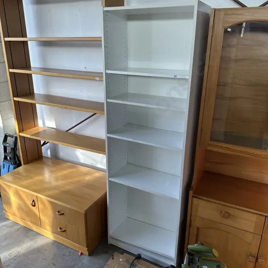 White bookcase and cupboard,folding table