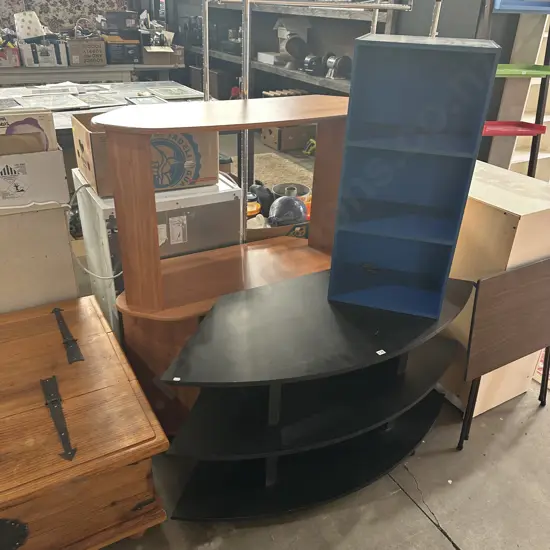 2 tv cabinets and cube shelf