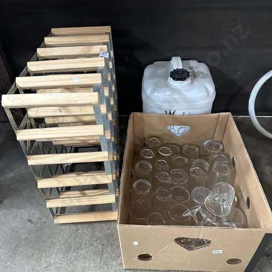 wine rack, glassware, container