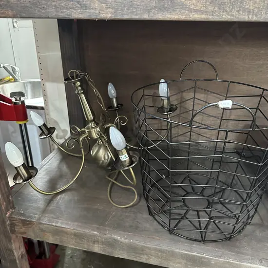 Wire basket and light fitting