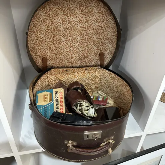 Hat box and collectables
