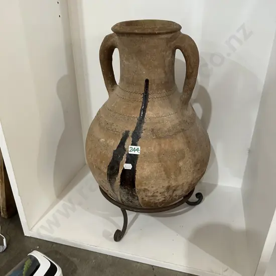 Earthenware pot on stand