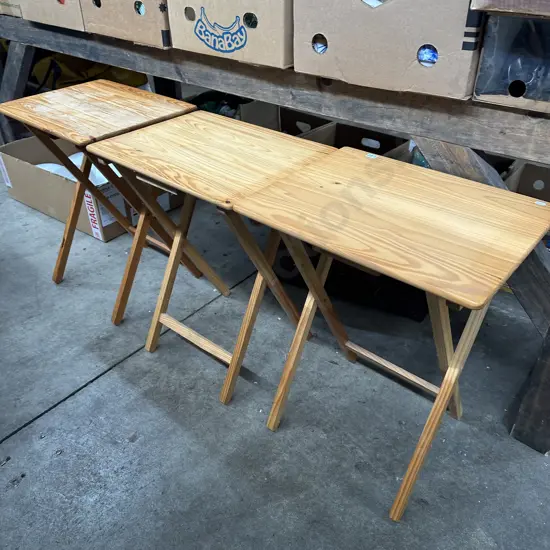 3 folding Pine tables