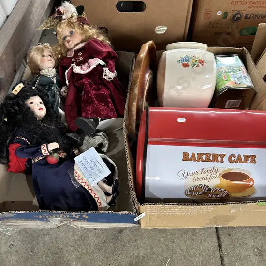 2 box dolls etc