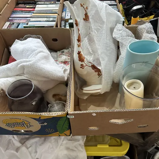 2 boxes vases etc