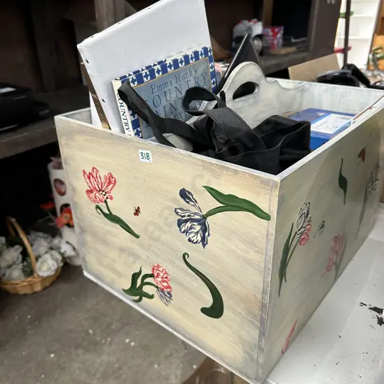 wooden box and contents