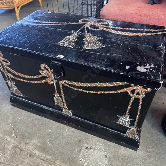 Painted wooden trunk
