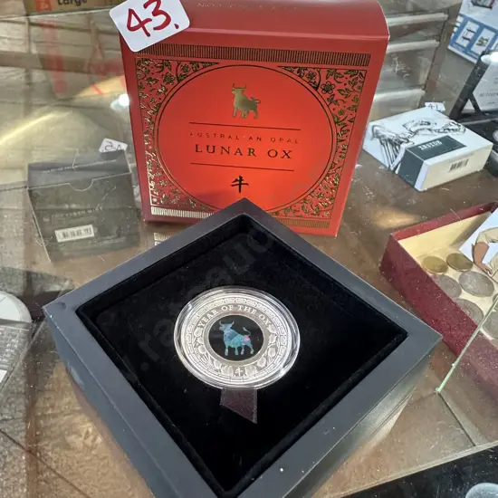 1oz Silver proof coin "Australian Opal Lunar Ox" Perth Mint