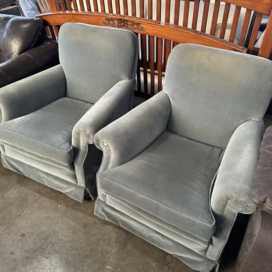 Pr rolled arm lounge chairs