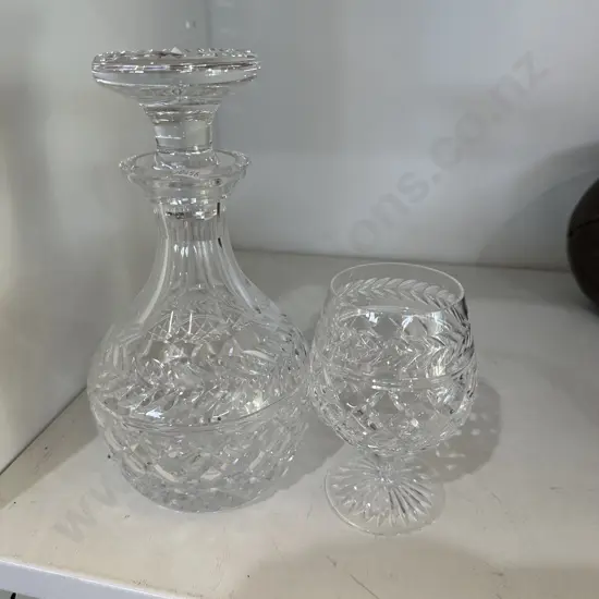 Stuart crystal decanter and glass