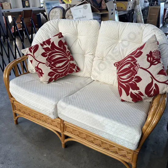 Cane patio sofa