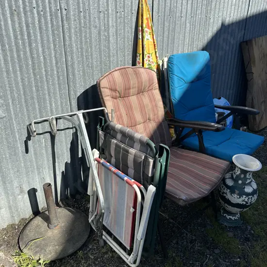 deck chairs, bike racks, etc