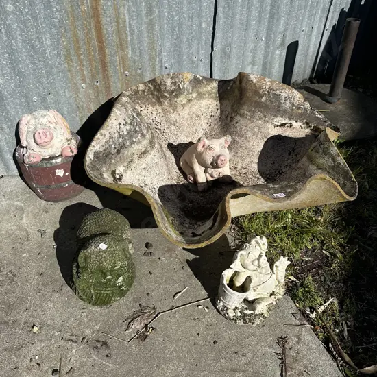 garden pond and figures