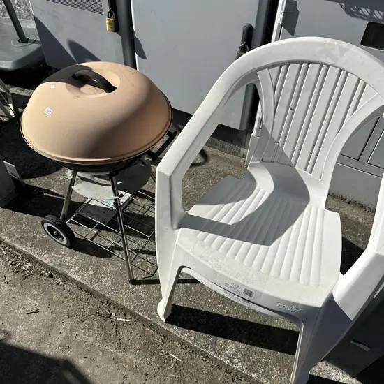 bbq and chairs