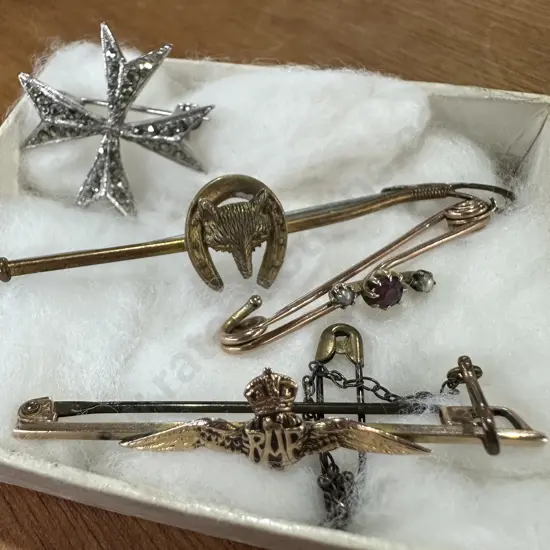 Pins (some gold?) plus brooch