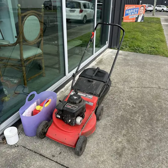 lawn mower - working , plus petrol can