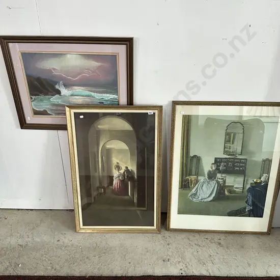 painting and 2 prints