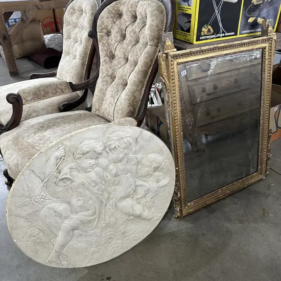 mirror and plaque (both as is)