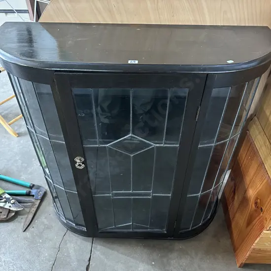 leadlight bow front china cabinet