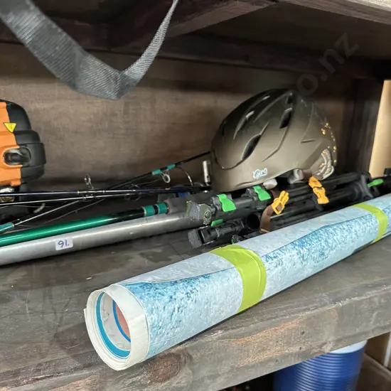 fishing rods, posters etc