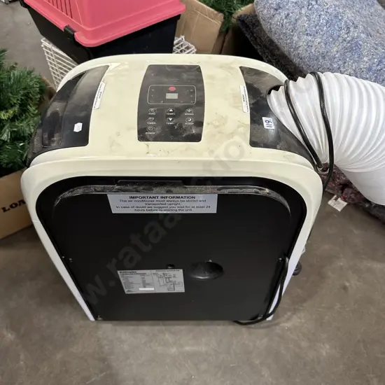 portable air conditioner, file cab, card table plus round office table