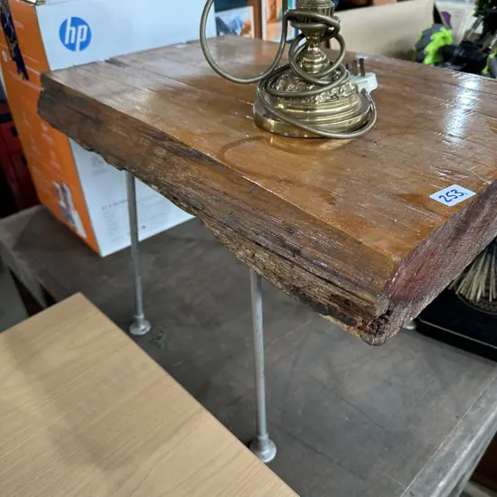 Wood slab side table
