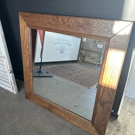 American Oak framed mirror 900 x 900