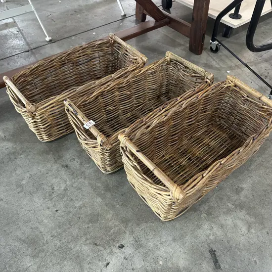 3 x cane baskets