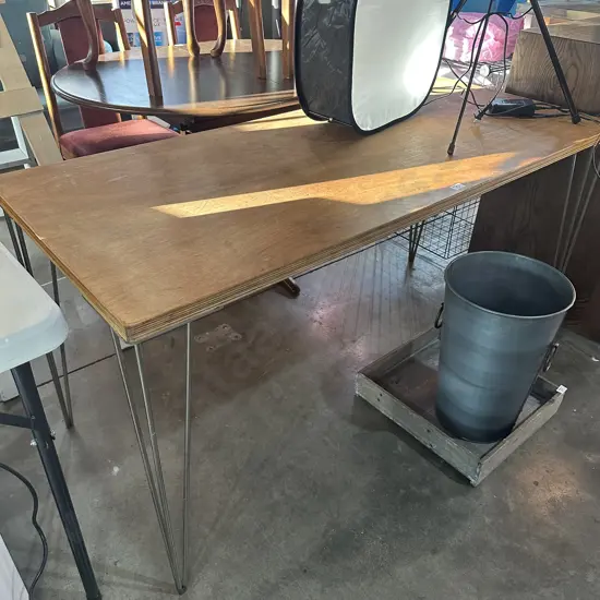 Custom ply top hall table on Stainless legs