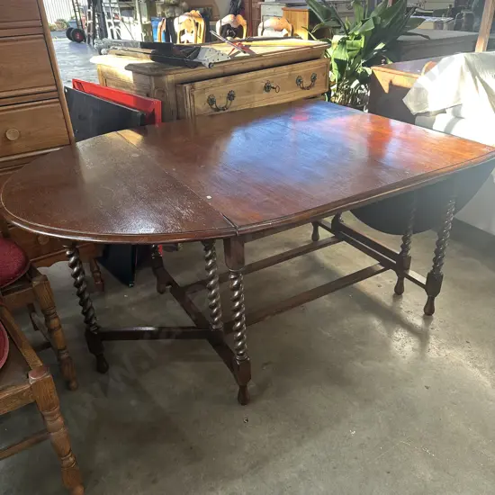 Large Oak  drop leaf barley twist table