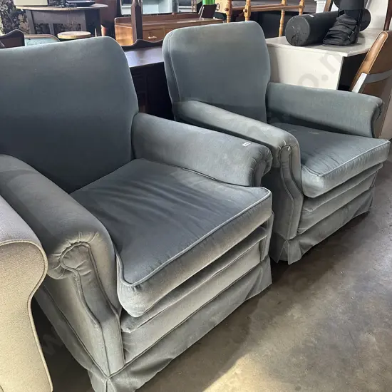 Pr vintage rolled arm chairs