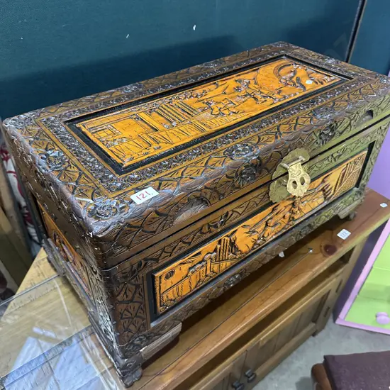 small Camphor wood chest plus glass top
