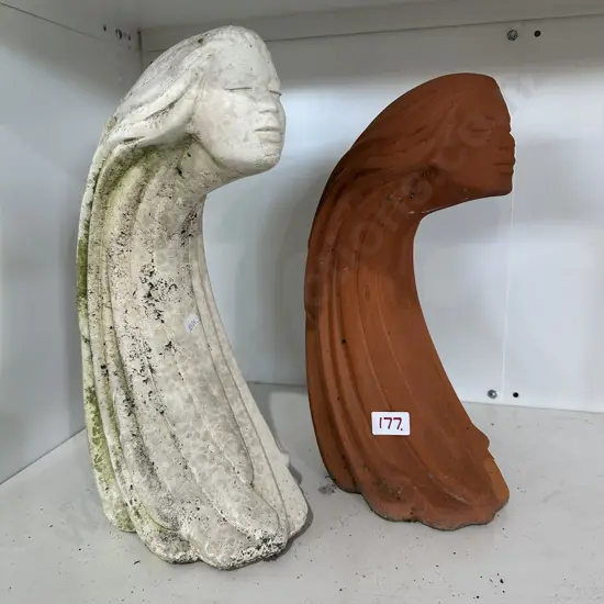 stone and terracotta figures approx 37cm